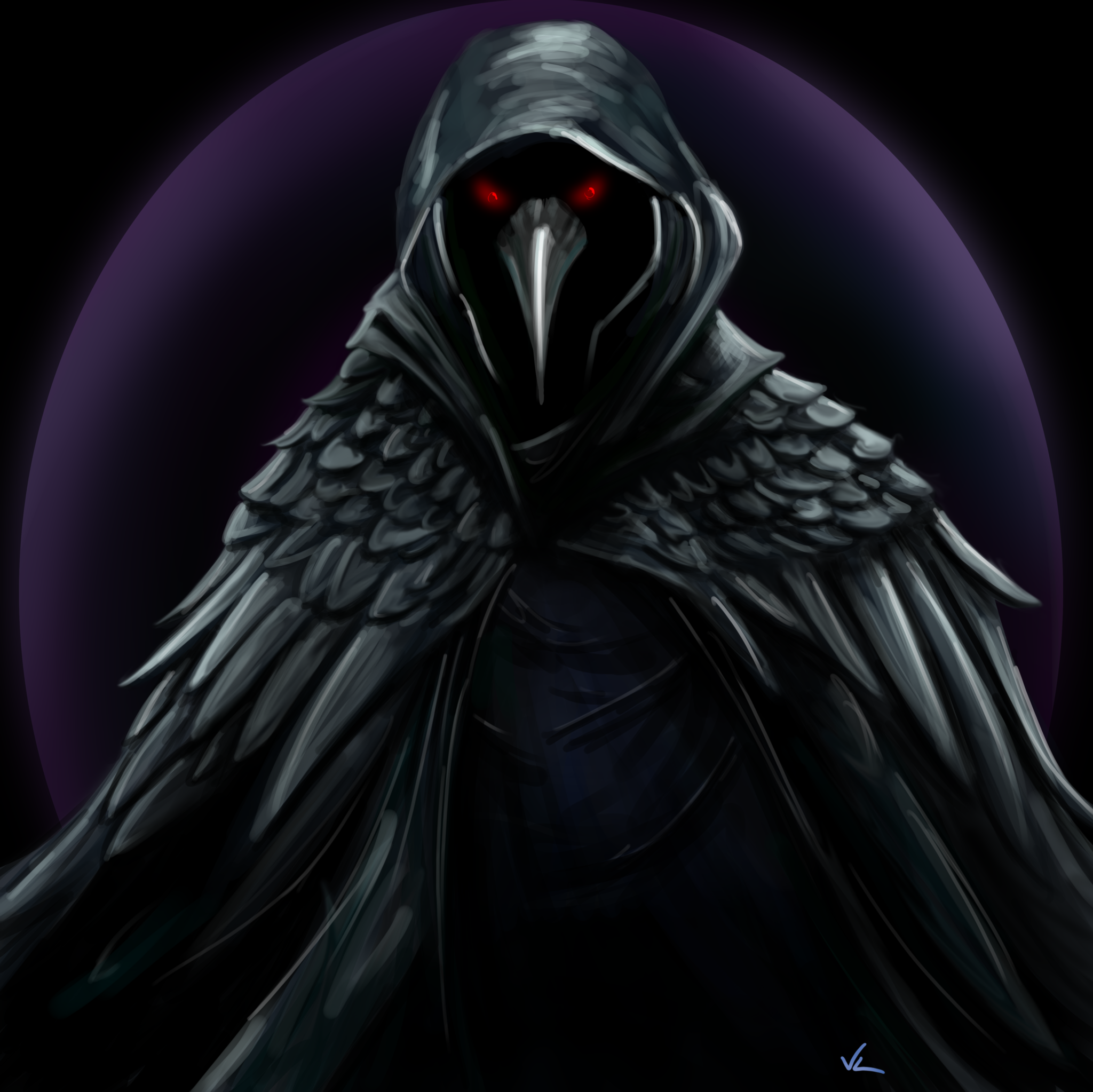 Hooded Grim reaper raven, digital art