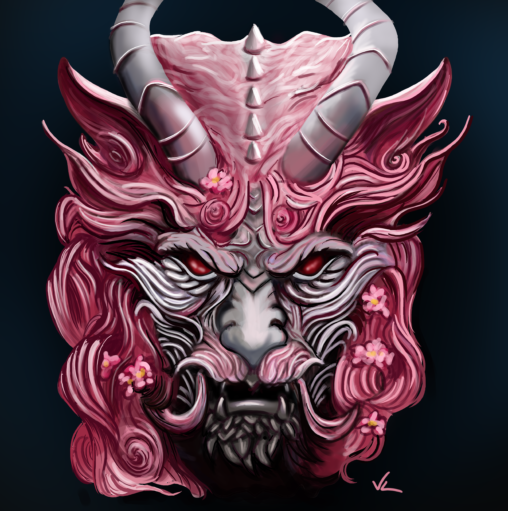 Pink spring demon, digital art